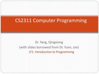 CS2311 Computer Programming