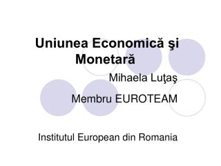 Uniunea Economică şi Monetară