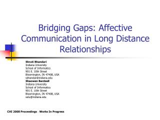 Bridging Gaps: Affective Communication in Long Distance Relationships