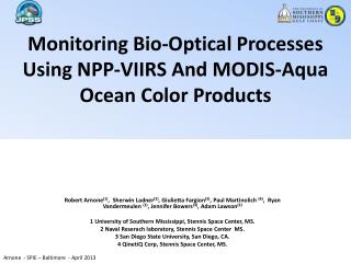 Monitoring Bio-Optical Processes Using NPP-VIIRS And MODIS-Aqua Ocean Color Products