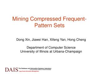Mining Compressed Frequent-Pattern Sets