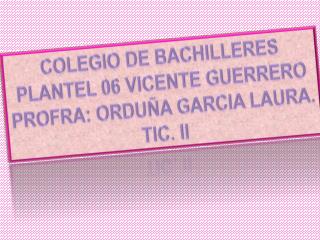 COLEGIO DE BACHILLERES PLANTEL 06 VICENTE GUERRERO PROFRA: ORDUÑA GARCIA LAURA. TIC. II