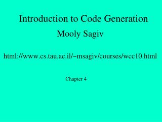 Introduction to Code Generation