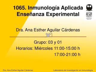 1065. Inmunología Aplicada Enseñanza Experimental