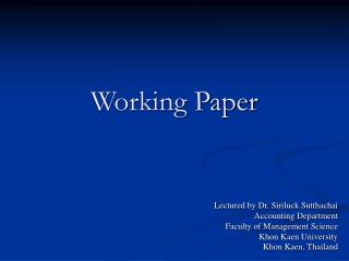 Working Paper