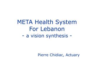 META Health System For Lebanon - a vision synthesis -