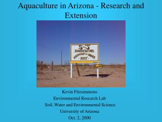 Aquaculture in Arizona - Research and Extension