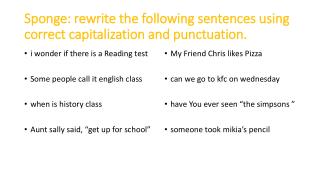 Sponge: rewrite the following sentences using correct capitalization and punctuation.