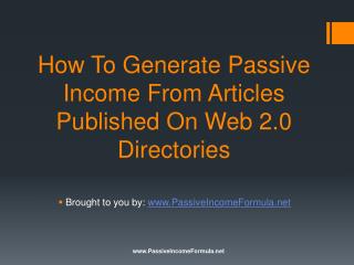 How To Generate Passive Income From Articles Published On We