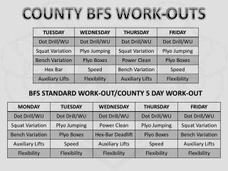 BFS STANDARD WORK-OUT/COUNTY 5 DAY WORK-OUT