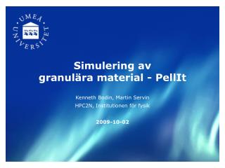 Simulering av granulära material - PellIt