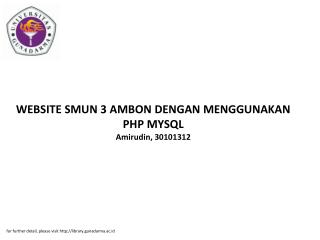 WEBSITE SMUN 3 AMBON DENGAN MENGGUNAKAN PHP MYSQL Amirudin, 30101312