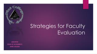 Strategies for Faculty Evaluation