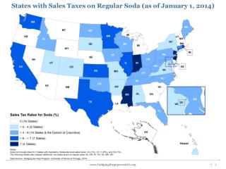 States with Sales Taxes on Regular Soda (as of January 1, 2014)