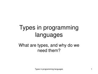 Types in programming languages