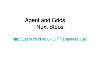 Agent and Grids	 Next Steps users.cs.cf.ac.uk/O.F.Rana/nesc-732/