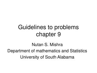 Guidelines to problems chapter 9