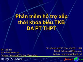 Phần mềm hỗ trợ xếp thời khóa biểu TKB DA PT THPT