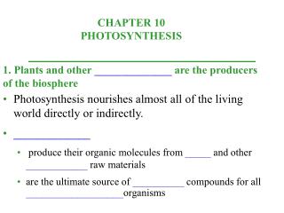 1. Plants and other ______________ are the producers of the biosphere
