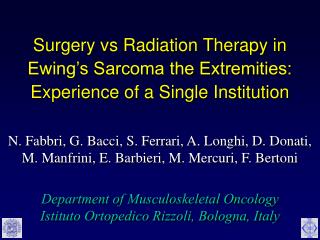 Surgery vs Radiation Therapy in Ewing’s Sarcoma the Extremities: