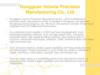 Dongguan Volume Precision Manufacturing Co., Ltd