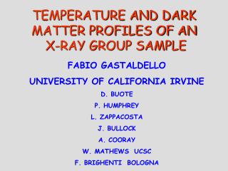 TEMPERATURE AND DARK MATTER PROFILES OF AN X-RAY GROUP SAMPLE