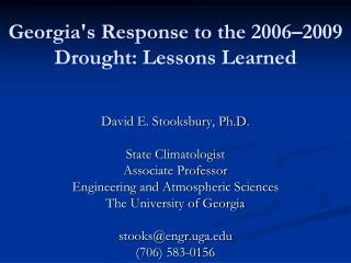 Georgia's Response to the 2006–2009 Drought: Lessons Learned