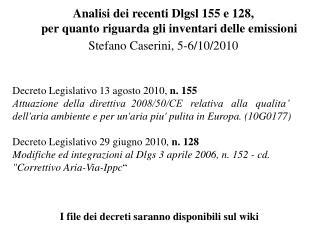 Decreto Legislativo 13 agosto 2010, n. 155