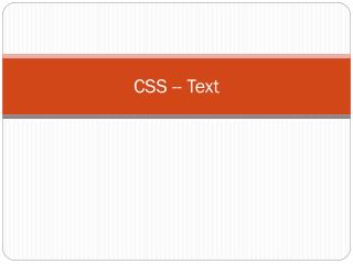 CSS -- Text