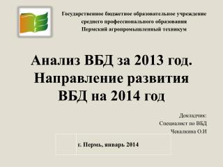 Анализ ВБД за 2013 год. Направление развития ВБД на 2014 год