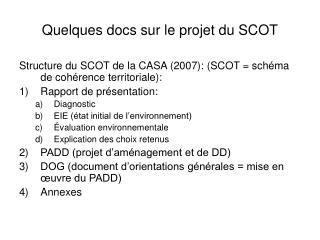 Quelques docs sur le projet du SCOT