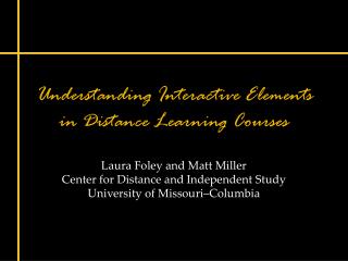 Understanding Interactive Elements in Distance Learning Courses