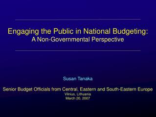 Engaging the Public in National Budgeting: A Non-Governmental Perspective
