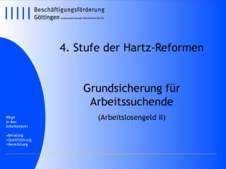 4. Stufe der Hartz-Reformen Grundsicherung für Arbeitssuchende (Arbeitslosengeld II)