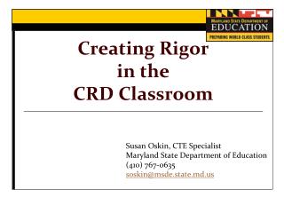 Creating Rigor in the CRD Classroom