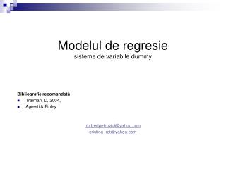 Modelul de regresie sisteme de variabile dummy