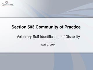 Section 503 Community of Practice