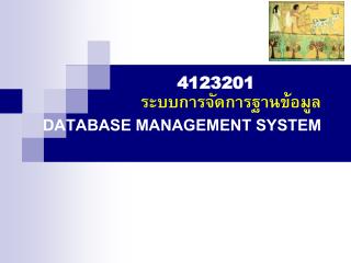 ระบบการจัดการฐานข้อมูล DATABASE MANAGEMENT SYSTEM