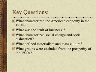Key Questions:
