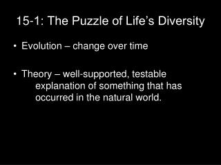 15-1: The Puzzle of Life’s Diversity