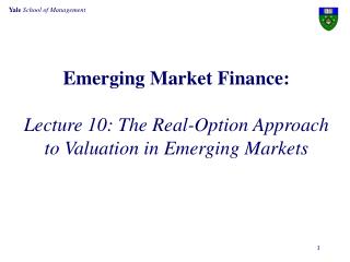 Emerging Market Finance: Lecture 10: The Real-Option Approach to Valuation in Emerging Markets