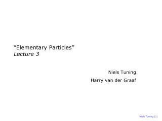 “Elementary Particles” Lecture 3