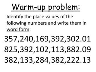 Warm-up problem: