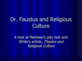 Dr. Faustus and Religious Culture