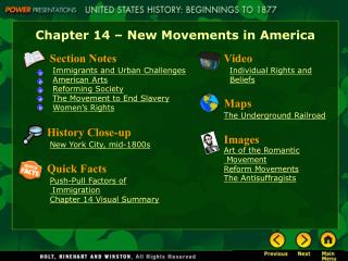 Chapter 14 – New Movements in America