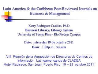 Latin America &amp; the Caribbean Peer-Reviewed Journals on Business &amp; Management