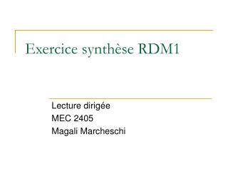 Exercice synthèse RDM1