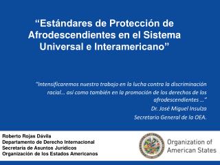 “Estándares de Protección de Afrodescendientes en el Sistema Universal e Interamericano”