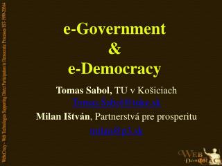 e-Government &amp; e-Democracy