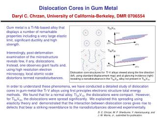 Dislocation Cores in Gum Metal Daryl C. Chrzan, University of California-Berkeley, DMR 0706554